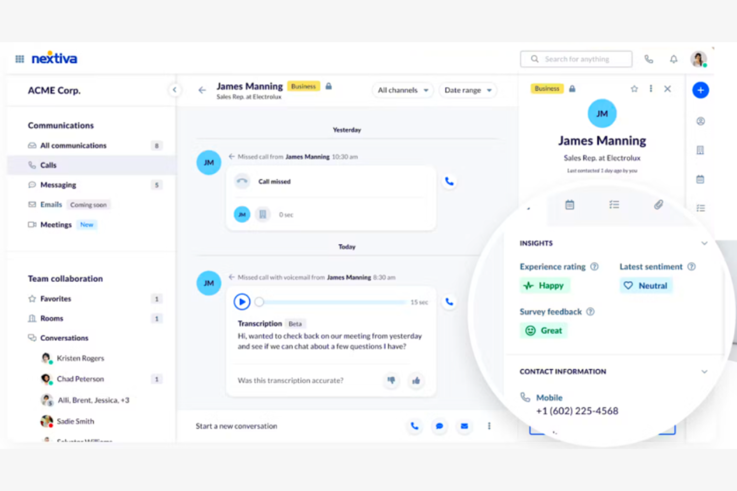 Nextiva screenshot - 10 bästa alternativen till JustCall för företagstelefoni 2026