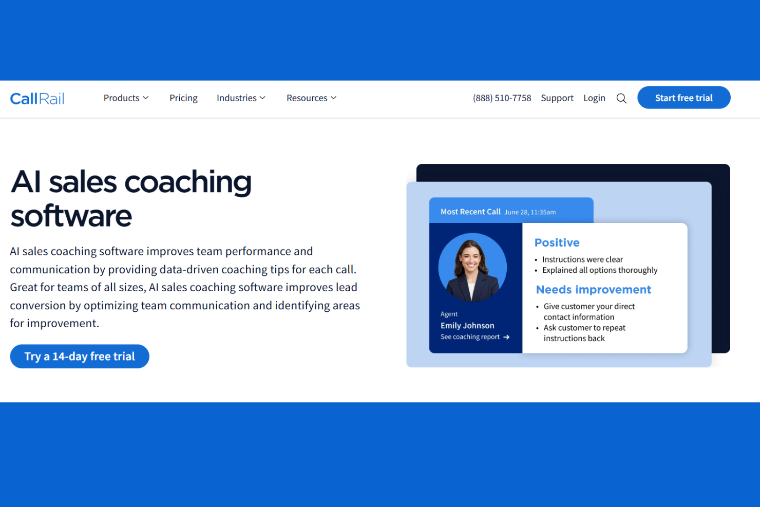 CallRail screenshot - 10 bästa programvarorna för coachning av callcenter, granskade 2026
