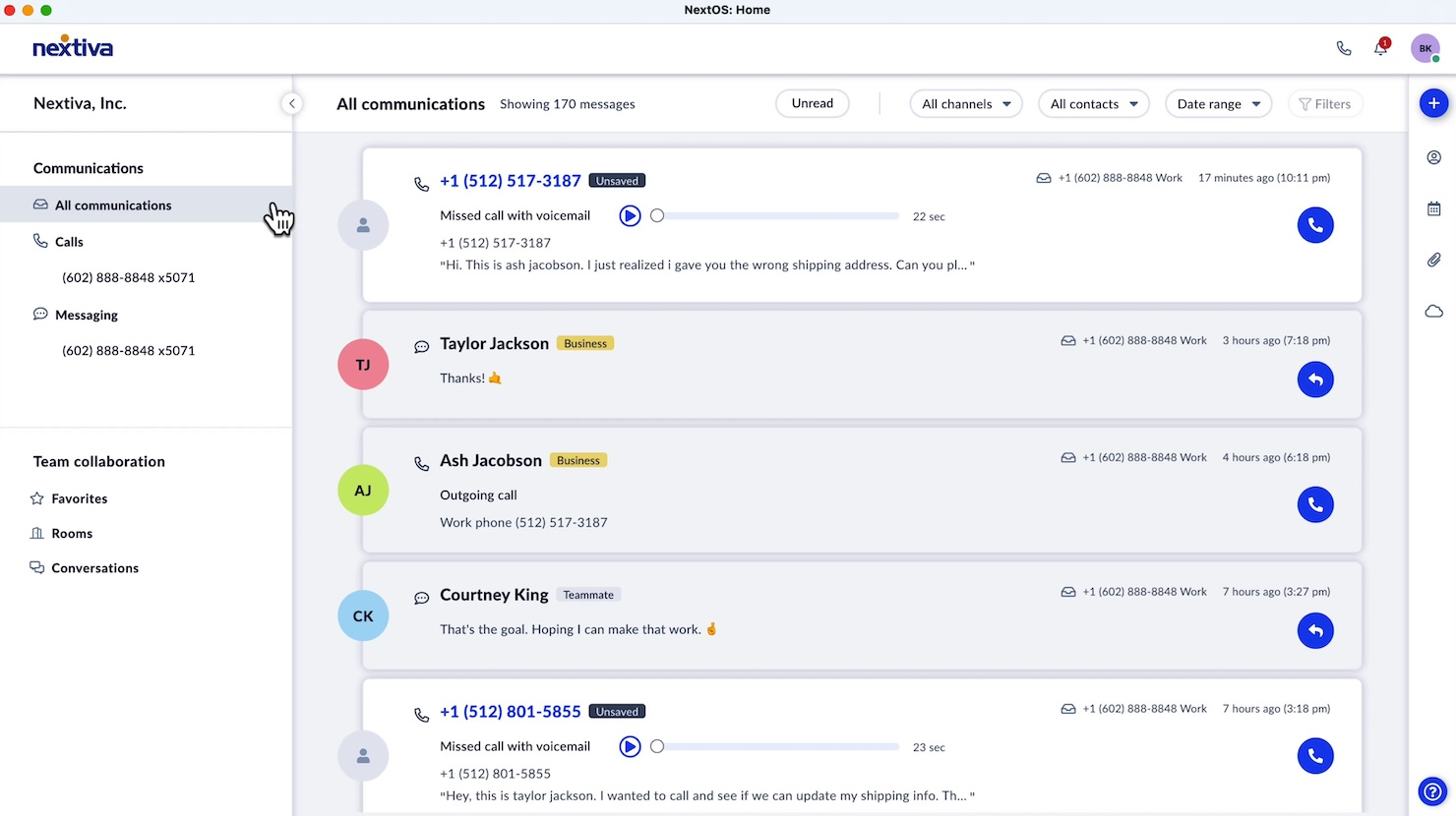 Nextiva screenshot - 10 bästa programvarorna för inkommande callcenter under 2026