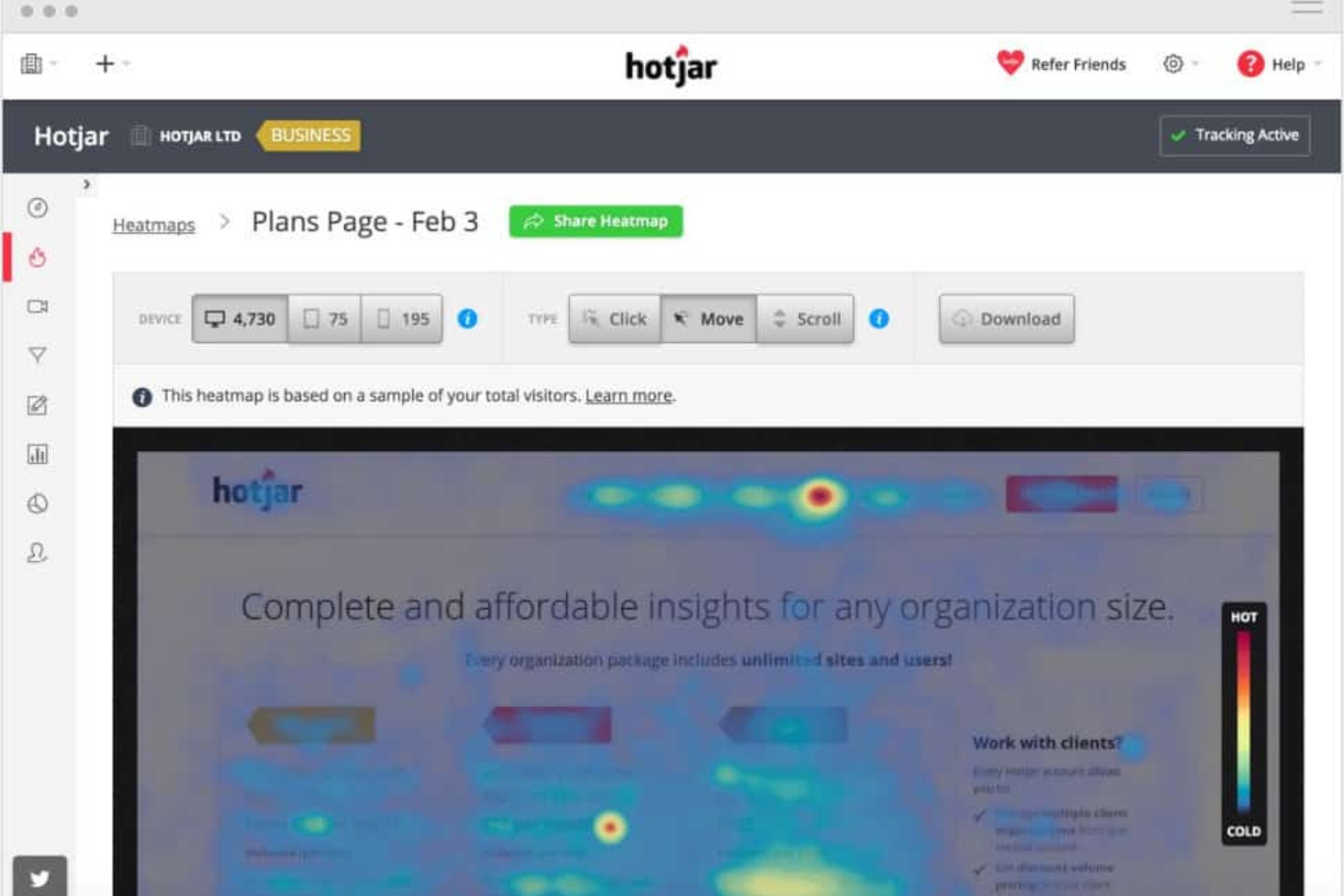 Hotjar (by Contentsquare) screenshot - 10 bästa verktygen för övervakning av digitala upplevelser för 2026