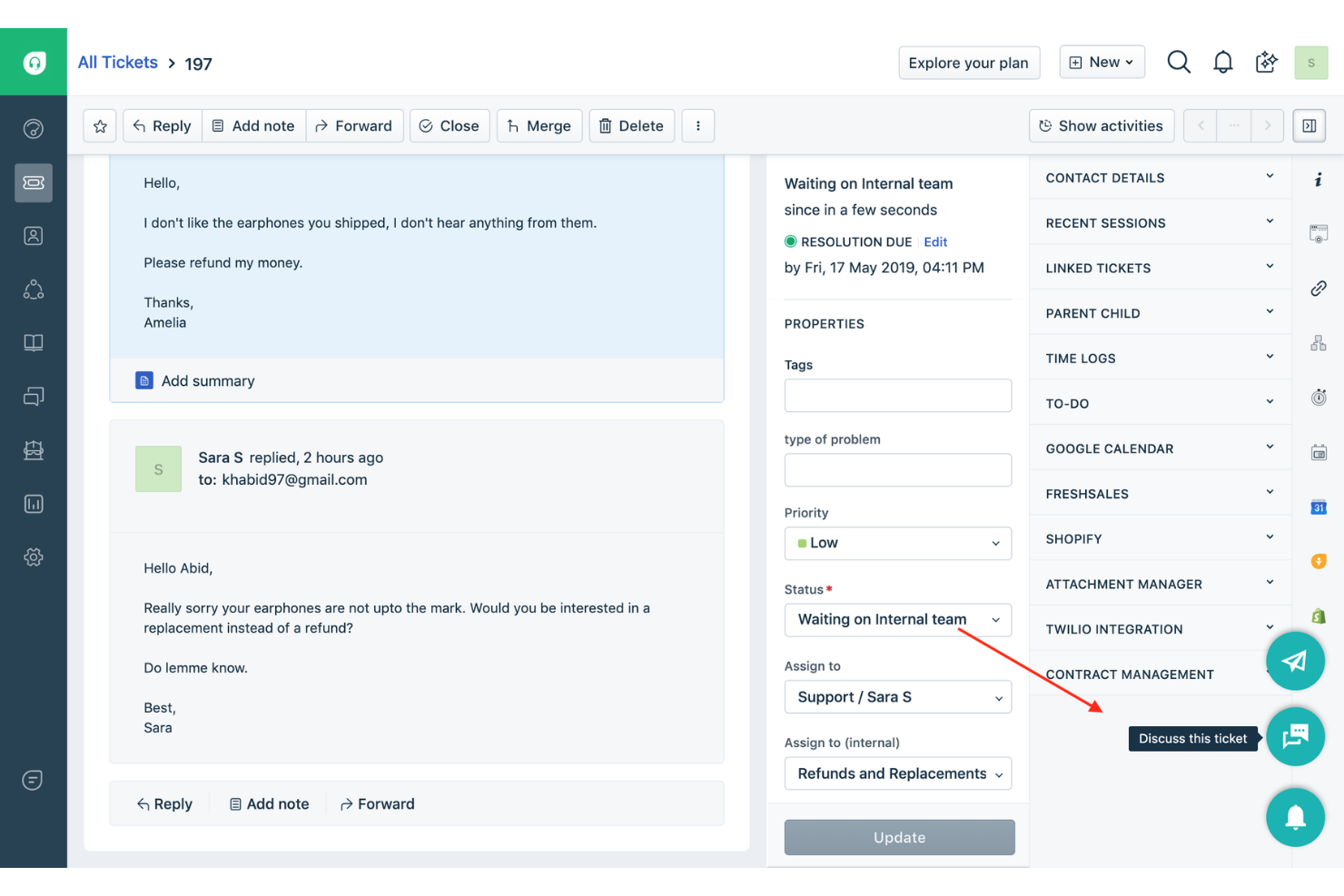 Freshdesk screenshot - 10 parasta ilmaista tukipyyntöjärjestelmää arvioituna vuonna 2026