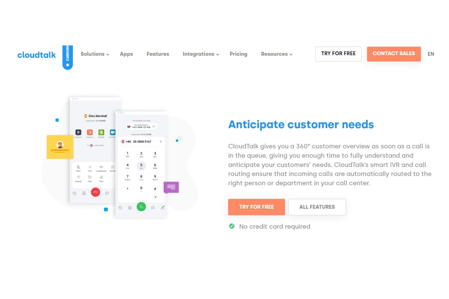 CloudTalk screenshot - Vuoden 2026 10 parasta puhelinkeskusten työvoiman hallintaohjelmistoa