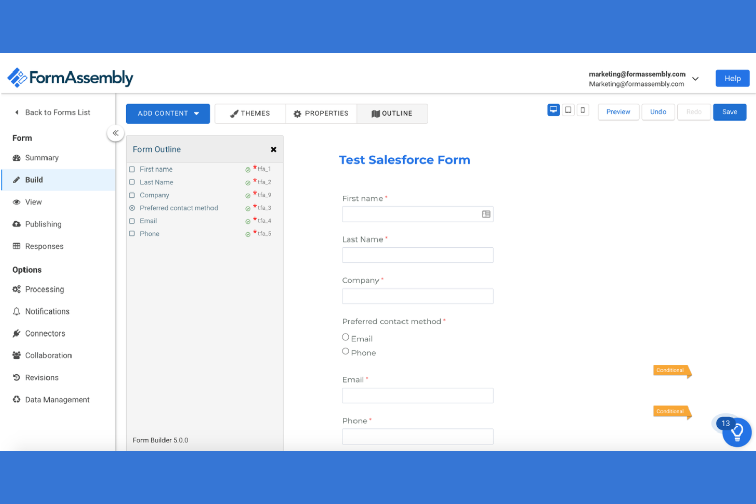 FormAssembly screenshot - 10 mejores alternativas a Formstack para formularios en línea en 2026