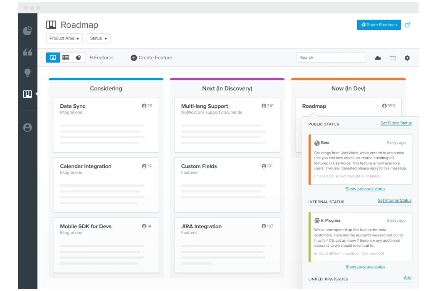 Uservoice screenshot - 10 bedste alternativer til Canny til kundefeedback i 2026
