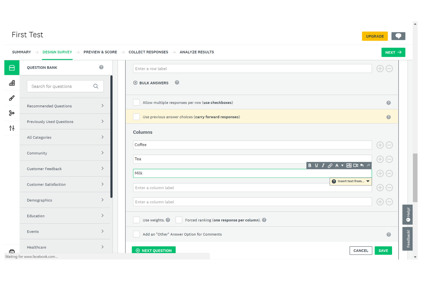 SurveyMonkey screenshot - 10 bedste alternativer til Typeform til kundeundersøgelser i 2026