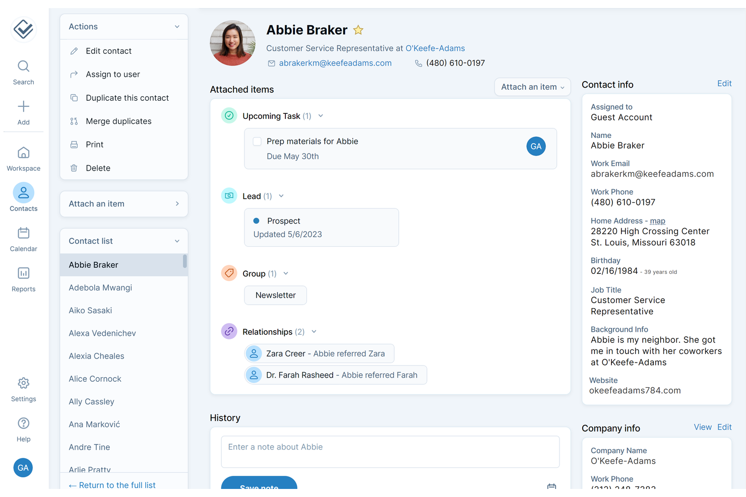 Less Annoying CRM screenshot - 10 CRM-systemer til små virksomheder i 2026
