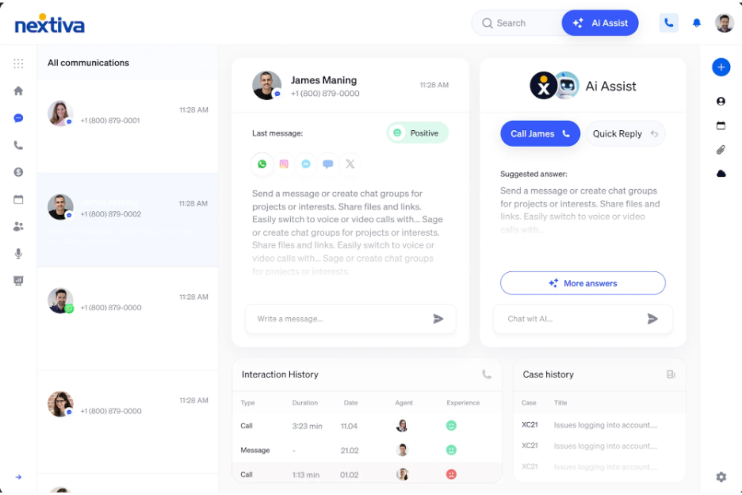 Nextiva screenshot - 10 bedste Talkdesk-alternativer til kontaktcentre i 2026