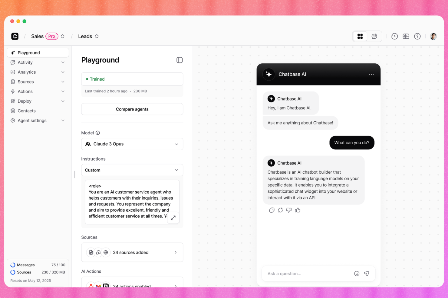 Chatbase screenshot - De 10 bedste cloudbaserede helpdesksoftwareløsninger anmeldt for 2026
