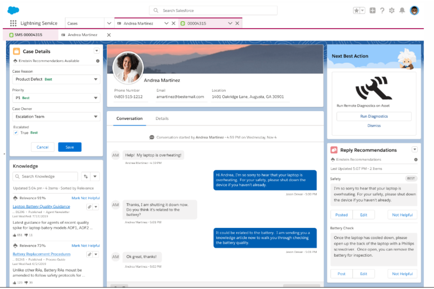 Agentforce Service (formerly Service Cloud) screenshot - 10 bedste softwareløsninger til arbejdsstyring i callcentre i 2026