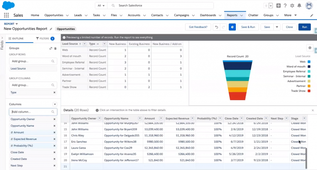 Salesforce CRM screenshot - De 10 bedste softwareløsninger til kundesporing i 2026