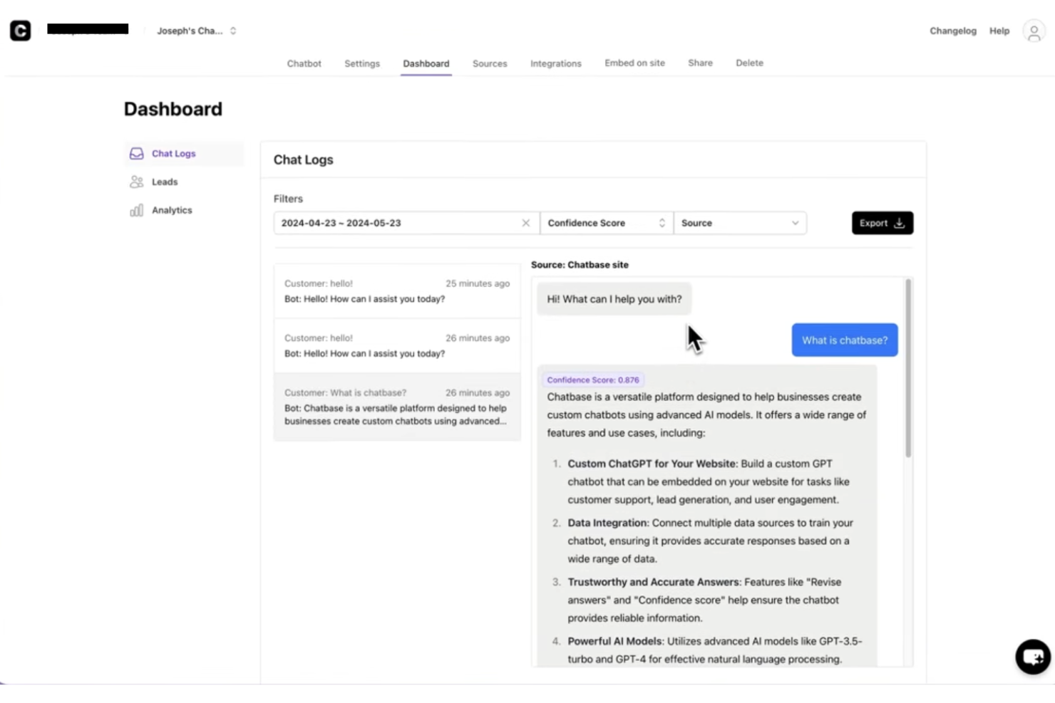 Chatbase screenshot - 10 Best Live Chat Software For Websites In 2026