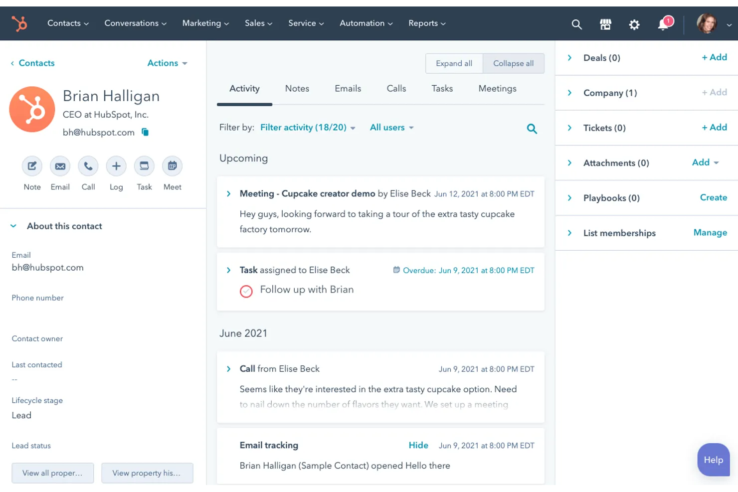 HubSpot screenshot - 10 CRM for Small Business for 2026