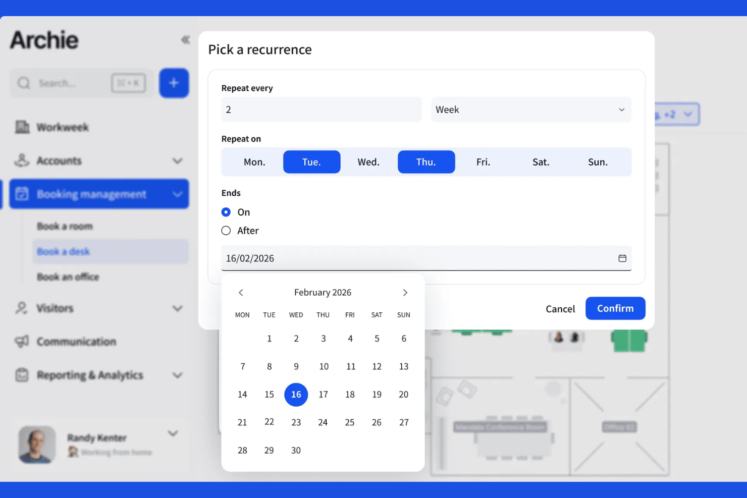 Archie (hot desk booking template) screenshot - 10 Best Free Hot Desk Booking Software in 2026