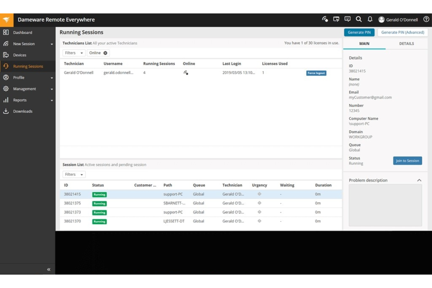 Dameware Remote Everywhere screenshot - 10 bedste helpdesksoftware til fjernsupport i 2026