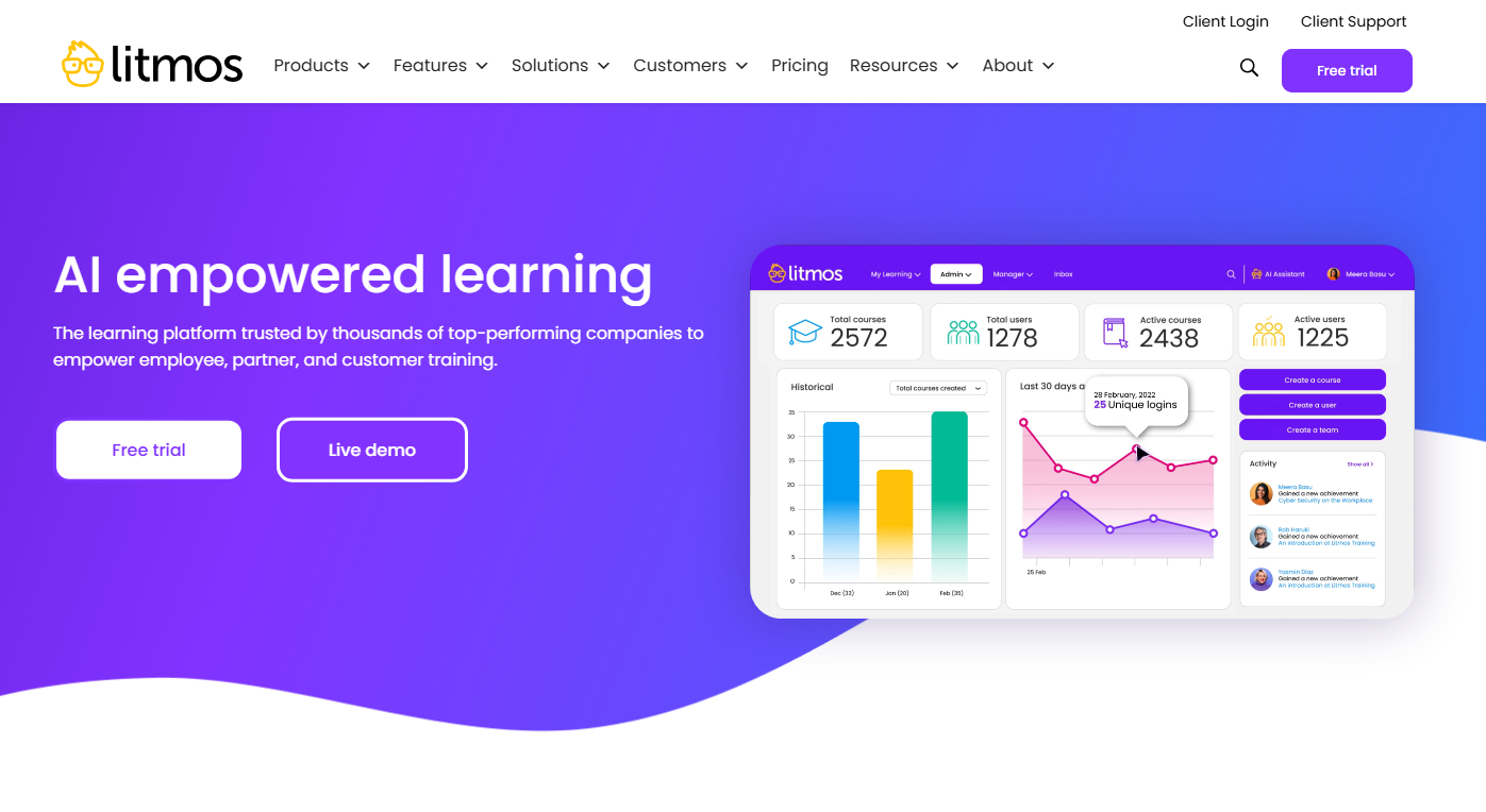 Litmos delivers a scalable LMS to onboard, educate, and retain customers.