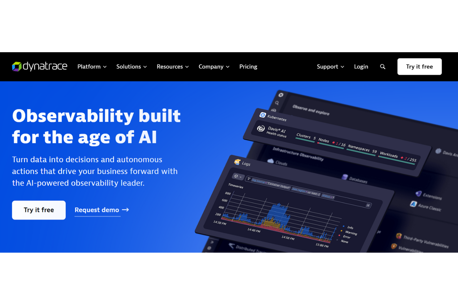 Dynatrace is an AI-powered monitoring platform that provides real-time insights into application performance and user experience.