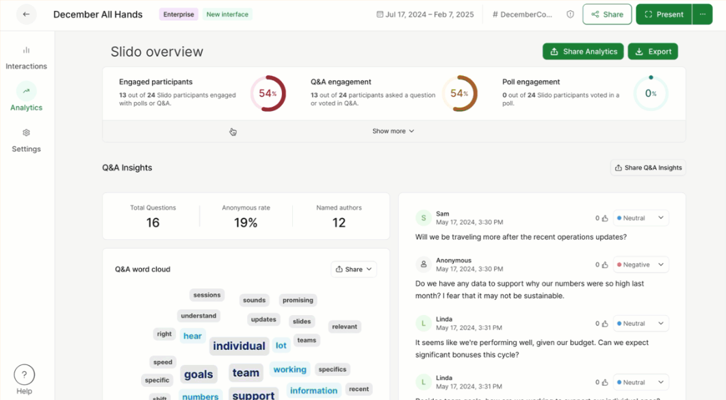 Slido enables live audience polls, Q&A, and feedback for events.
