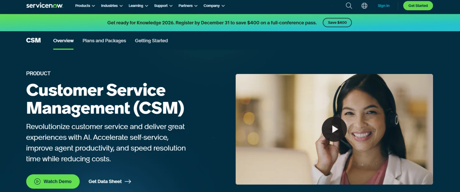 ServiceNow unifies cases, workflows, and self-service to speed support.