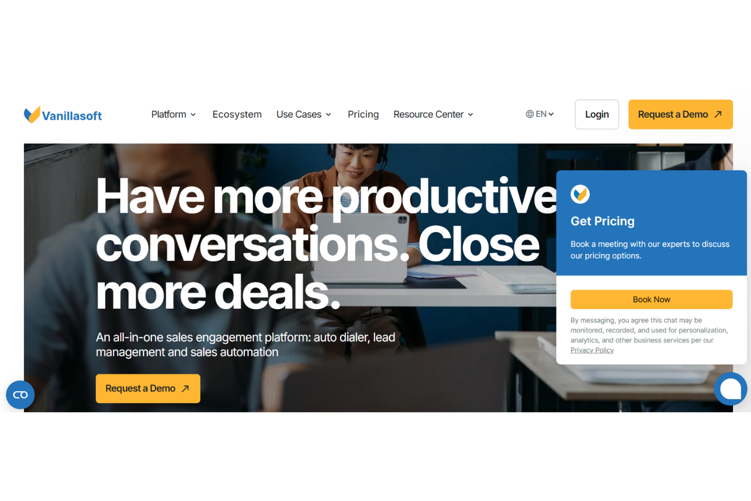 Vanillasoft is call center software that streamlines customer communications and lead management for sales and service teams.