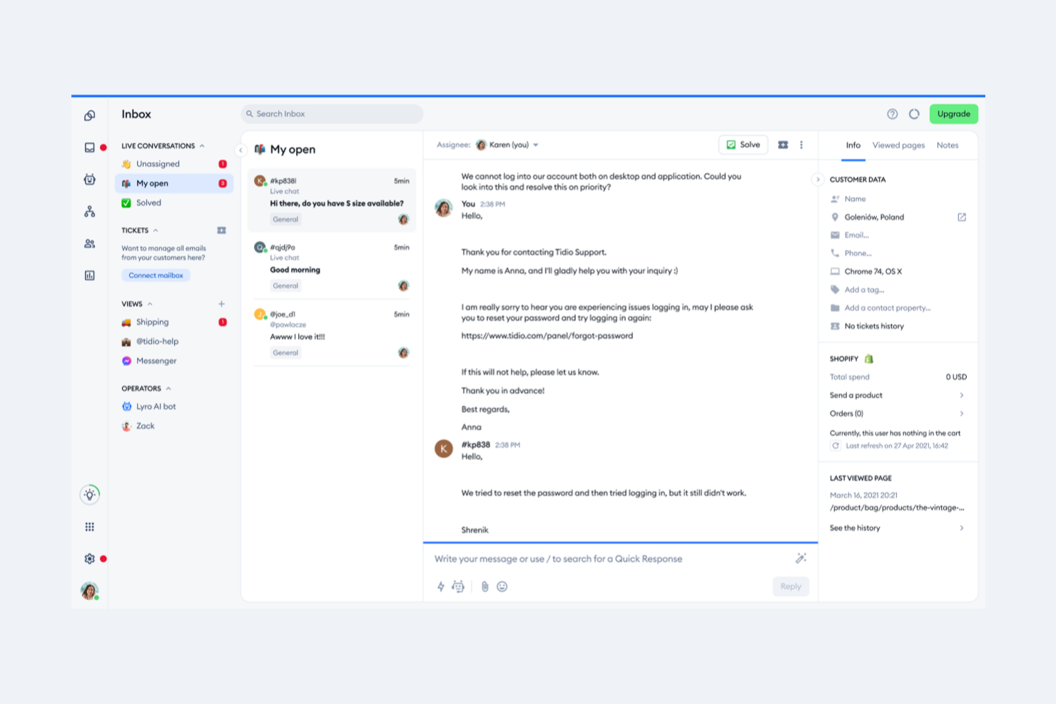 Tidio screenshot - 10 beste helpdesksoftware voor supportteams in 2026