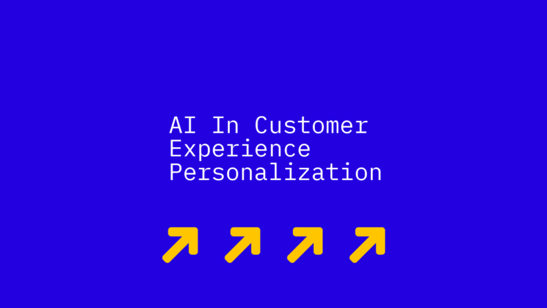 Ai in customer experience personalization text on blue background