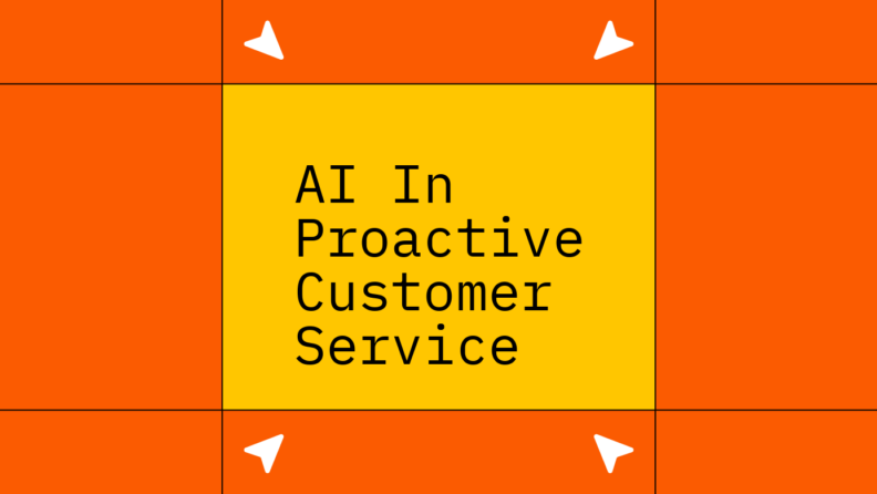 Ai in proactive customer service text on orange and red background