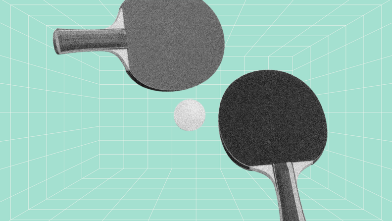 ping pong paddles and ball on teal background for customer engagement best practices